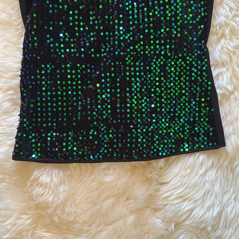 Vintage Blue & Green Sequin Halter Top - Picture 3 of 8